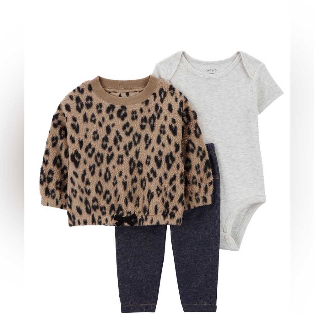 Baby‎ Girl Carter's Leopard Print Pullover, Bodysuit & Pants Set SIZE 24M